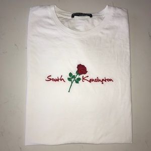 RARE: 🌹Brandy Melville embroidered floral shirt